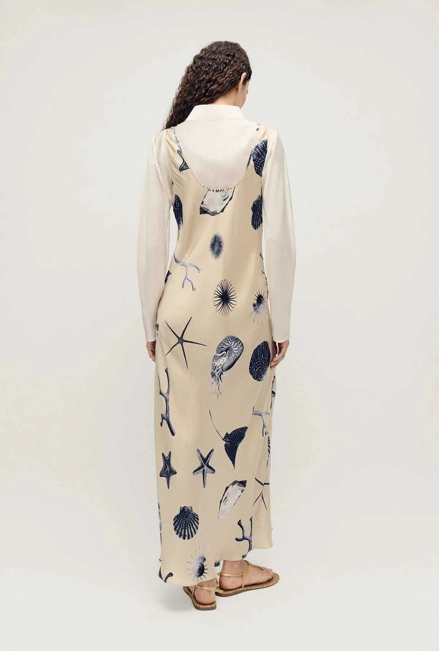 Silk Laundry Scoop Neck Dress Seashells
