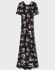 Silk Laundry Short Sleeve Bias Dress Bleeding Dove