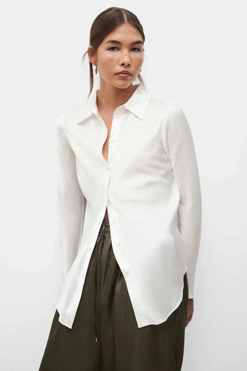 Silk Laundry Bias Cut Shirt White