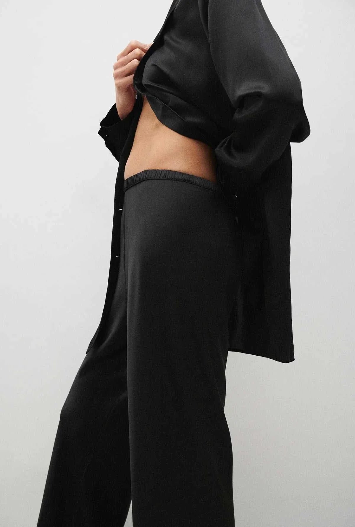 Silk Laundry Bias Cut Pants Black