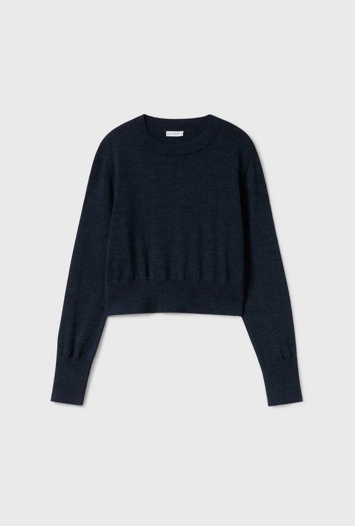Silk Laundry Cropped Crewneck Azul Melange