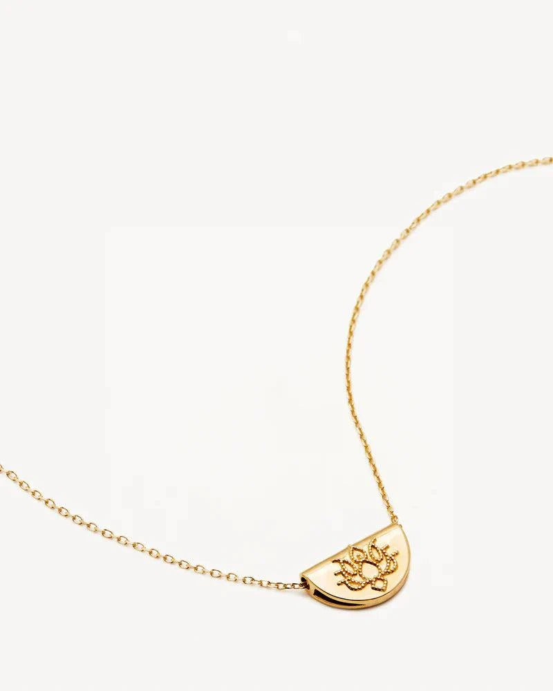 By Charlotte 14k Solid Gold Mini Lotus Necklace