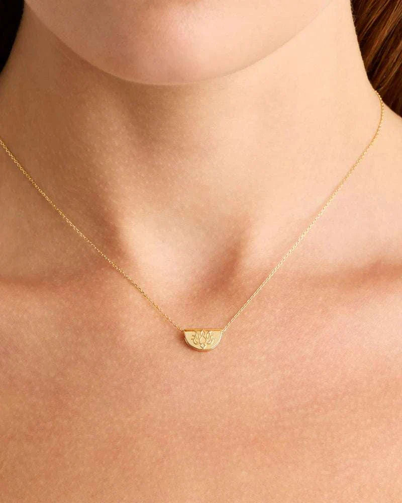 By Charlotte 14k Solid Gold Mini Lotus Necklace