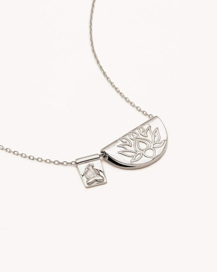 By Charlotte Sterling Silver Lotus and Little Buddha Necklace