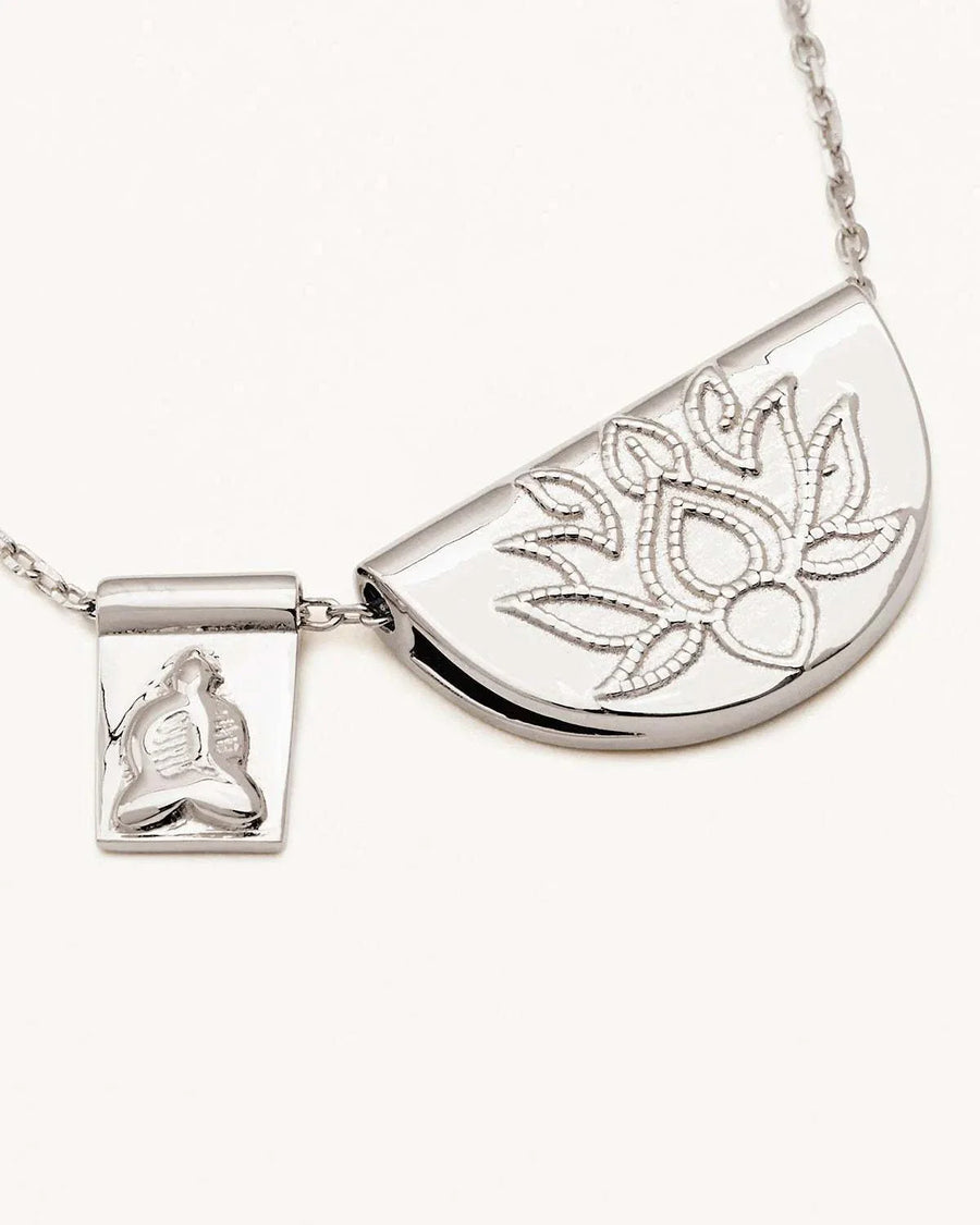 By Charlotte Sterling Silver Lotus and Little Buddha Necklace