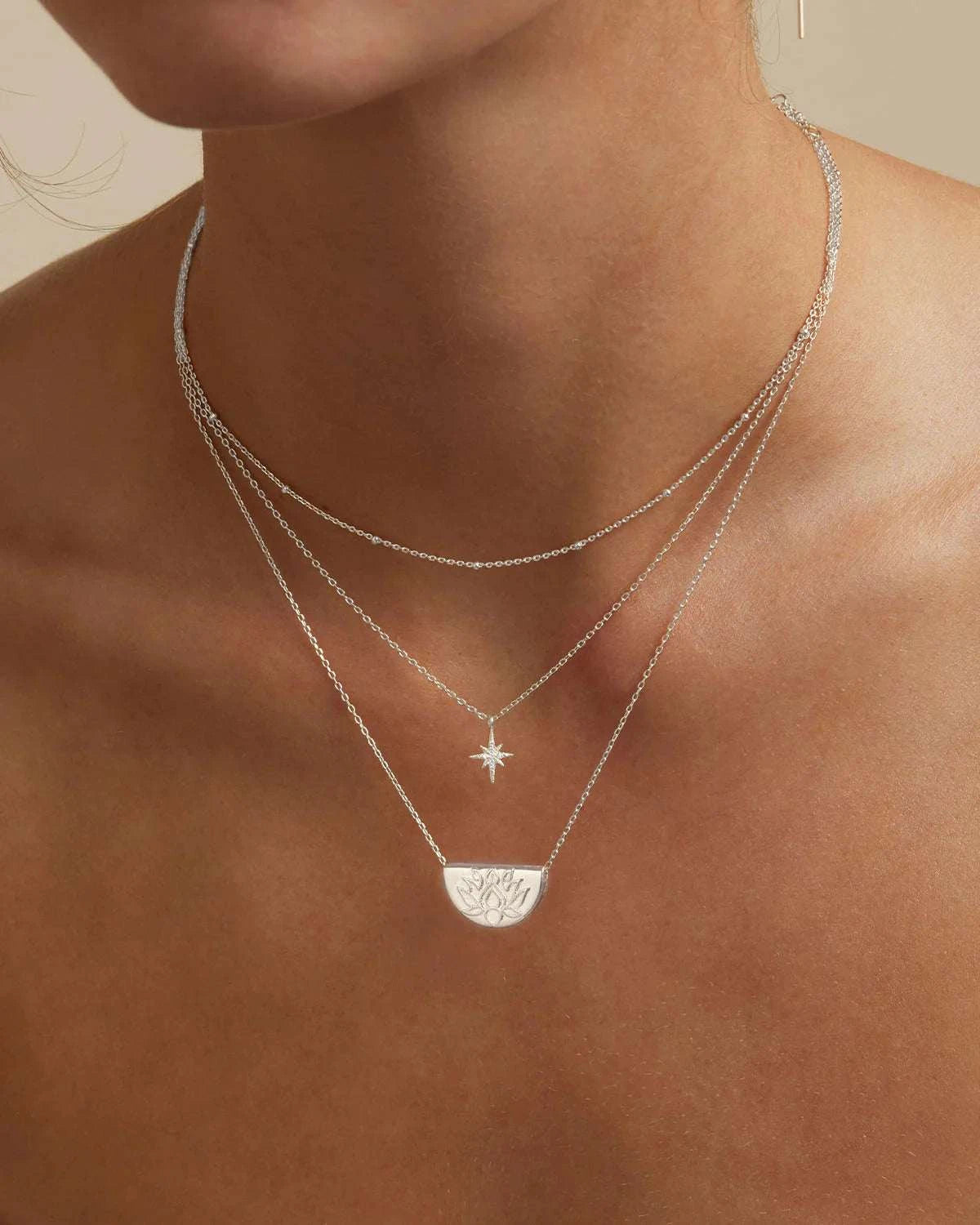 Charlotte Sterling Silver Lotus Short Necklace