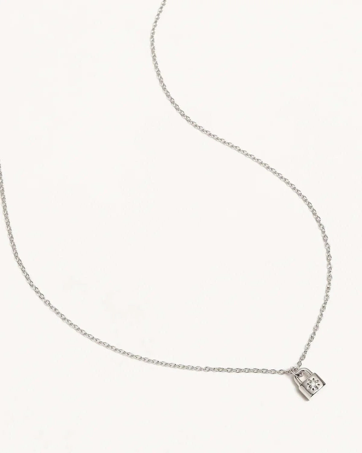 By Charlotte Sterling Silver Crystal Lotus Padlock Necklace