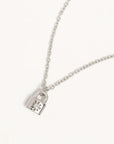 By Charlotte Sterling Silver Crystal Lotus Padlock Necklace