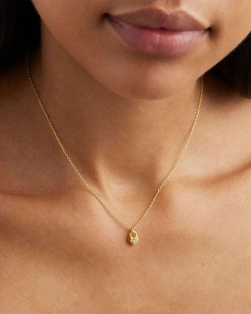 By Charlotte 18k Gold Vermeil Crystal Lotus Heart Padlock Necklace