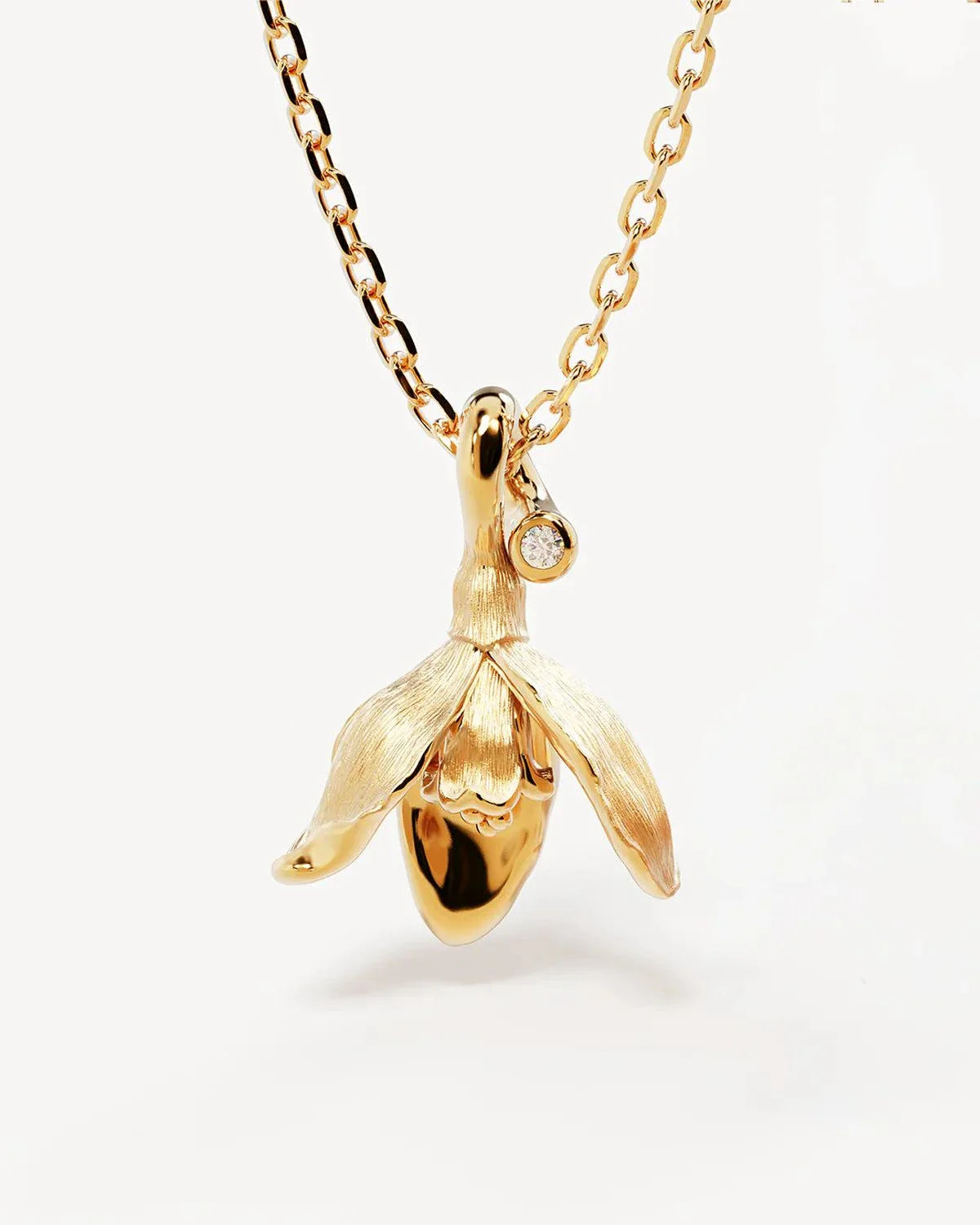 By Charlotte Birth Flower Necklace Snowdrop January 18k Gold Vermeil 