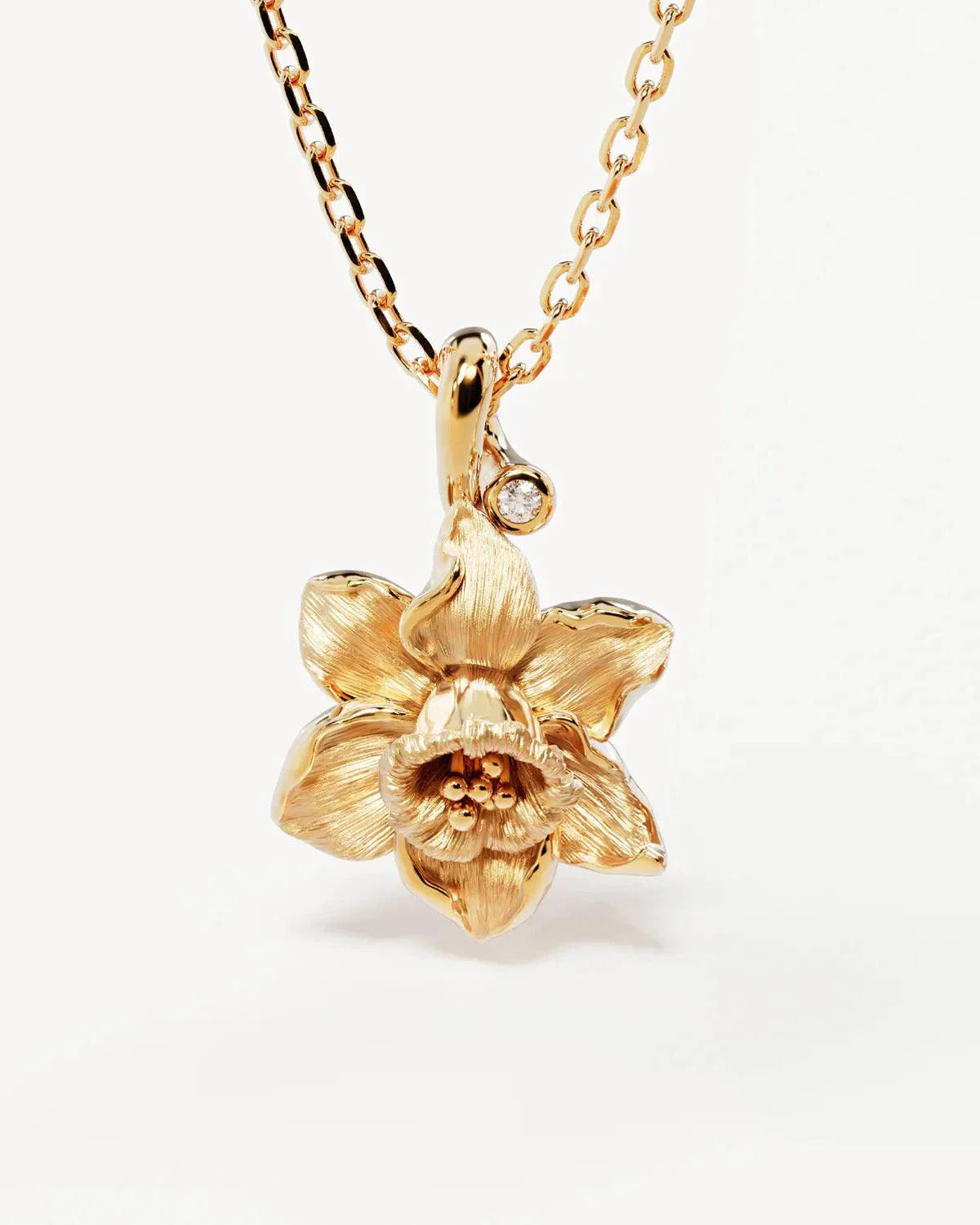 By Charlotte Birth Flower Necklace Daffodil March 18k Gold Vermeil