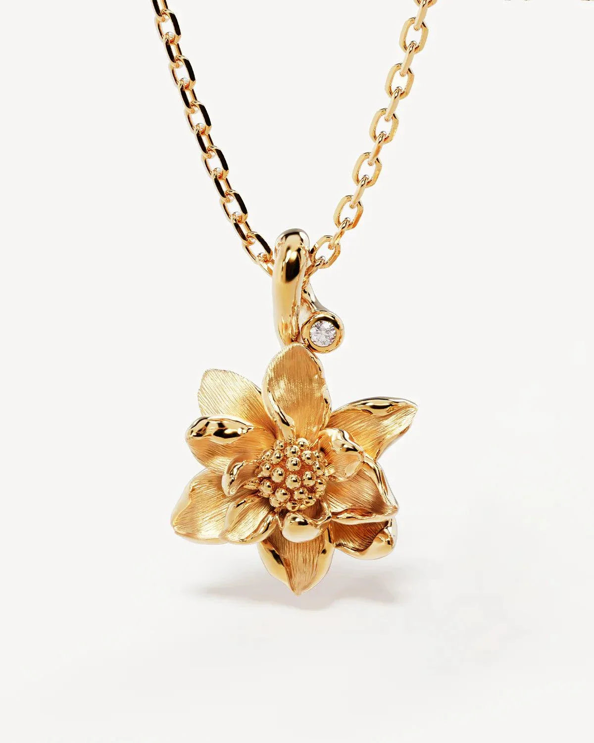 By Charlotte Birth Flower Water Lily July 18k Gold Vermeil