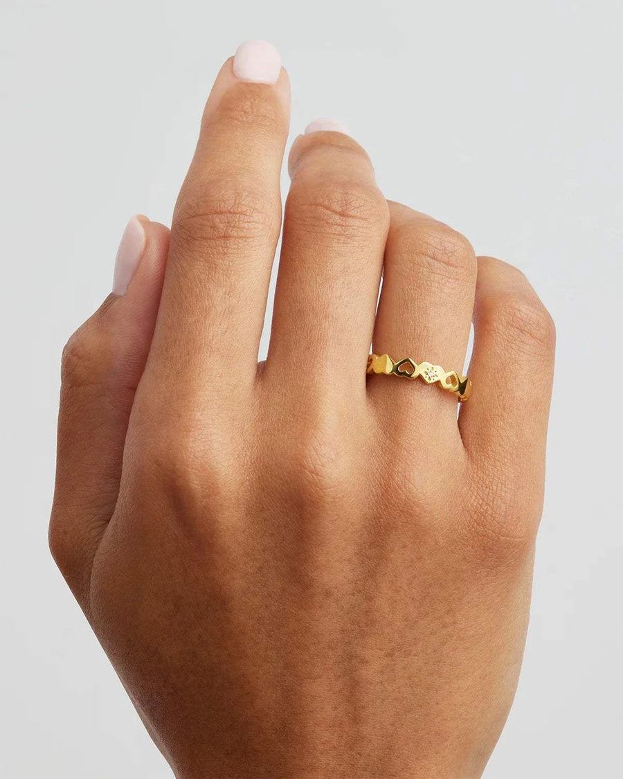 By Charlotte 18k Gold Vermeil Connected Hearts Ring