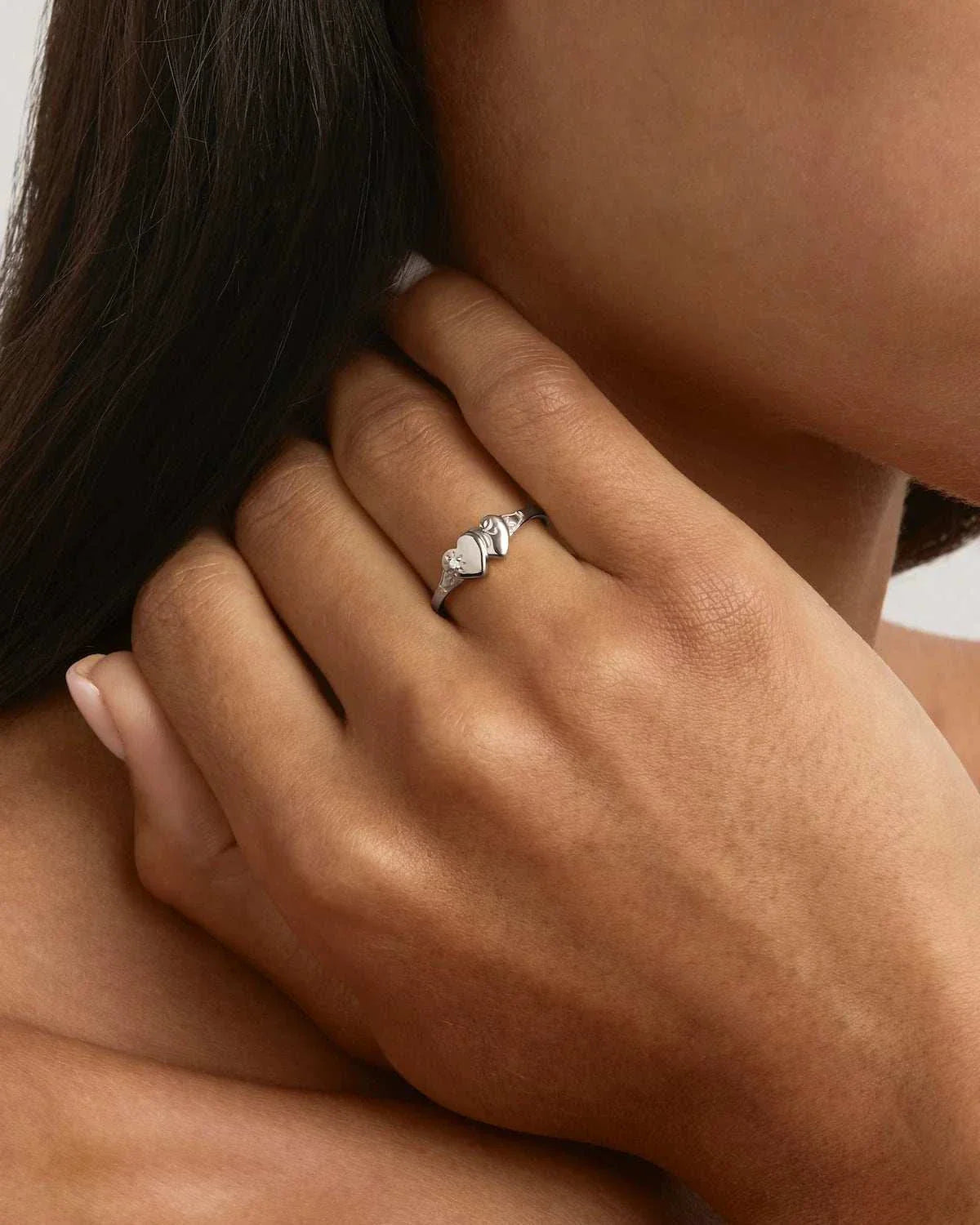 By Charlotte Forever Intertwined Heart Signet Ring Sterling Silver