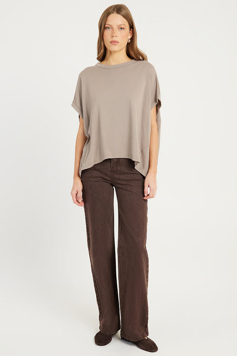 Bassike Circle T Shirt Acid Taupe