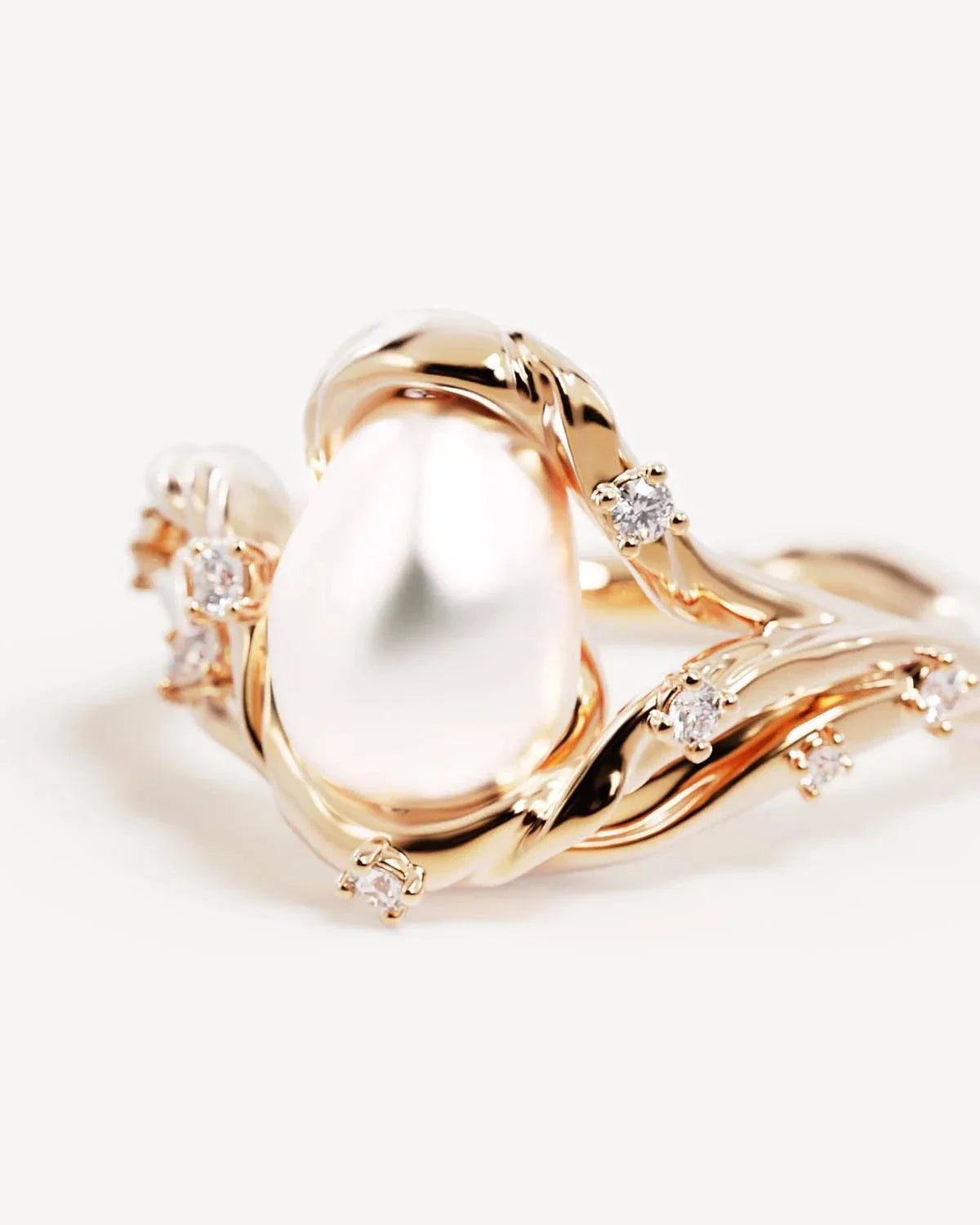 By Charlotte Dive Into Serenity Pearl Ring 18k Gold Vermeil