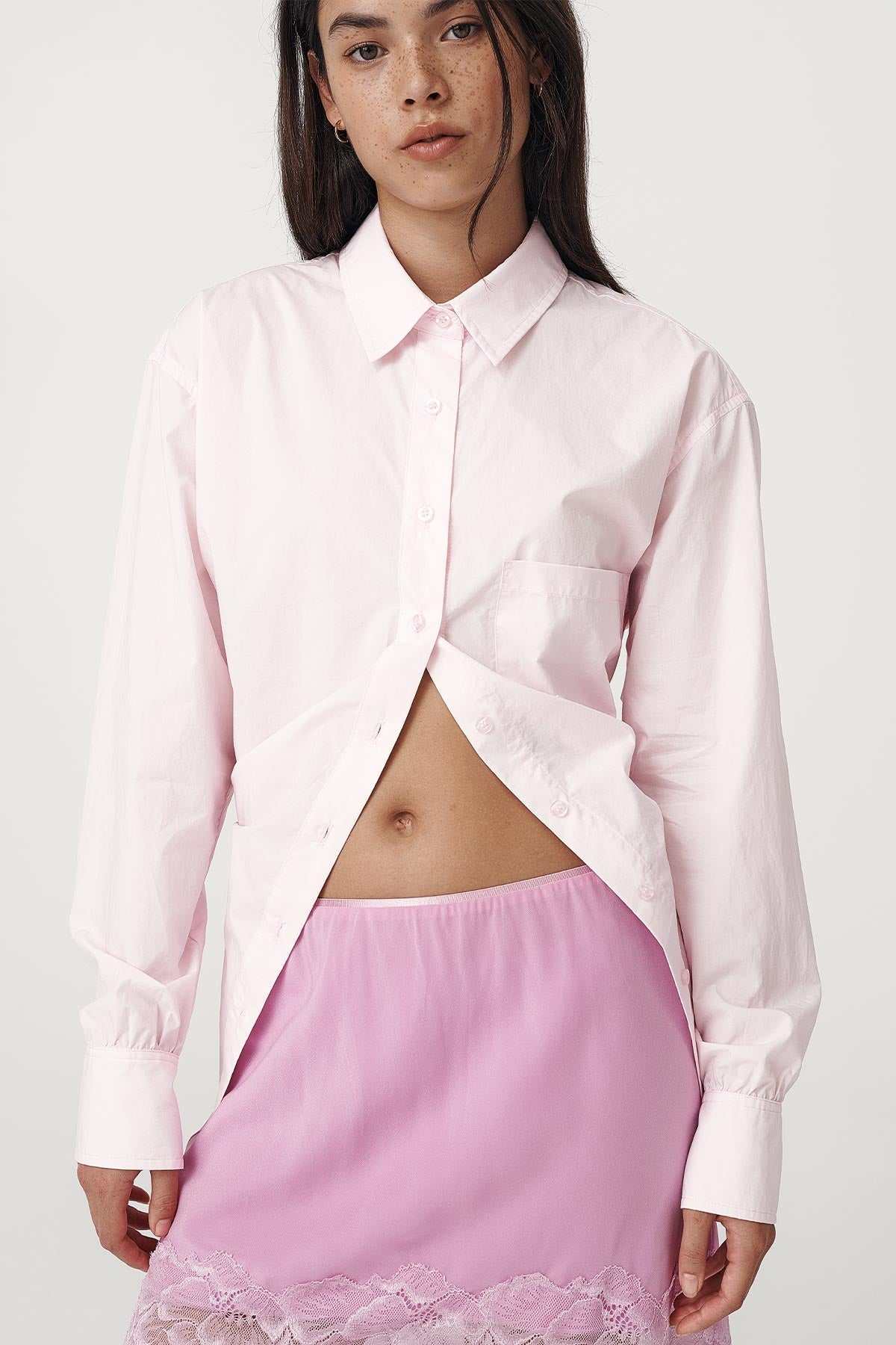 Rowie Ramona Tie Back Shirt Powder Pink