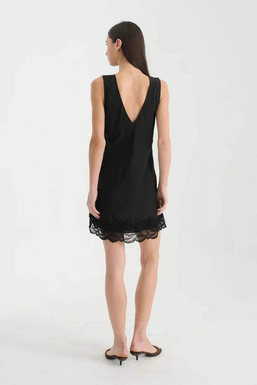 Rowie Annie Silk Midi Dress Noir