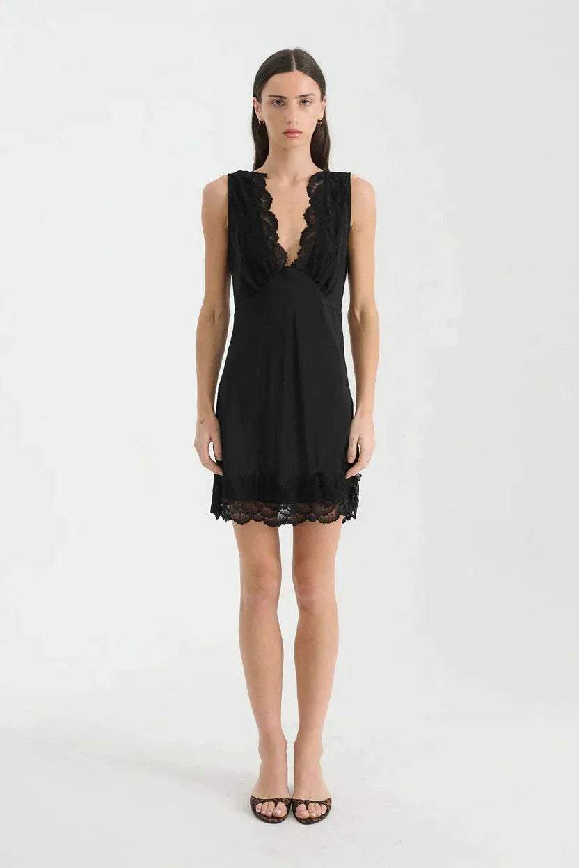 Rowie Annie Silk Midi Dress Noir