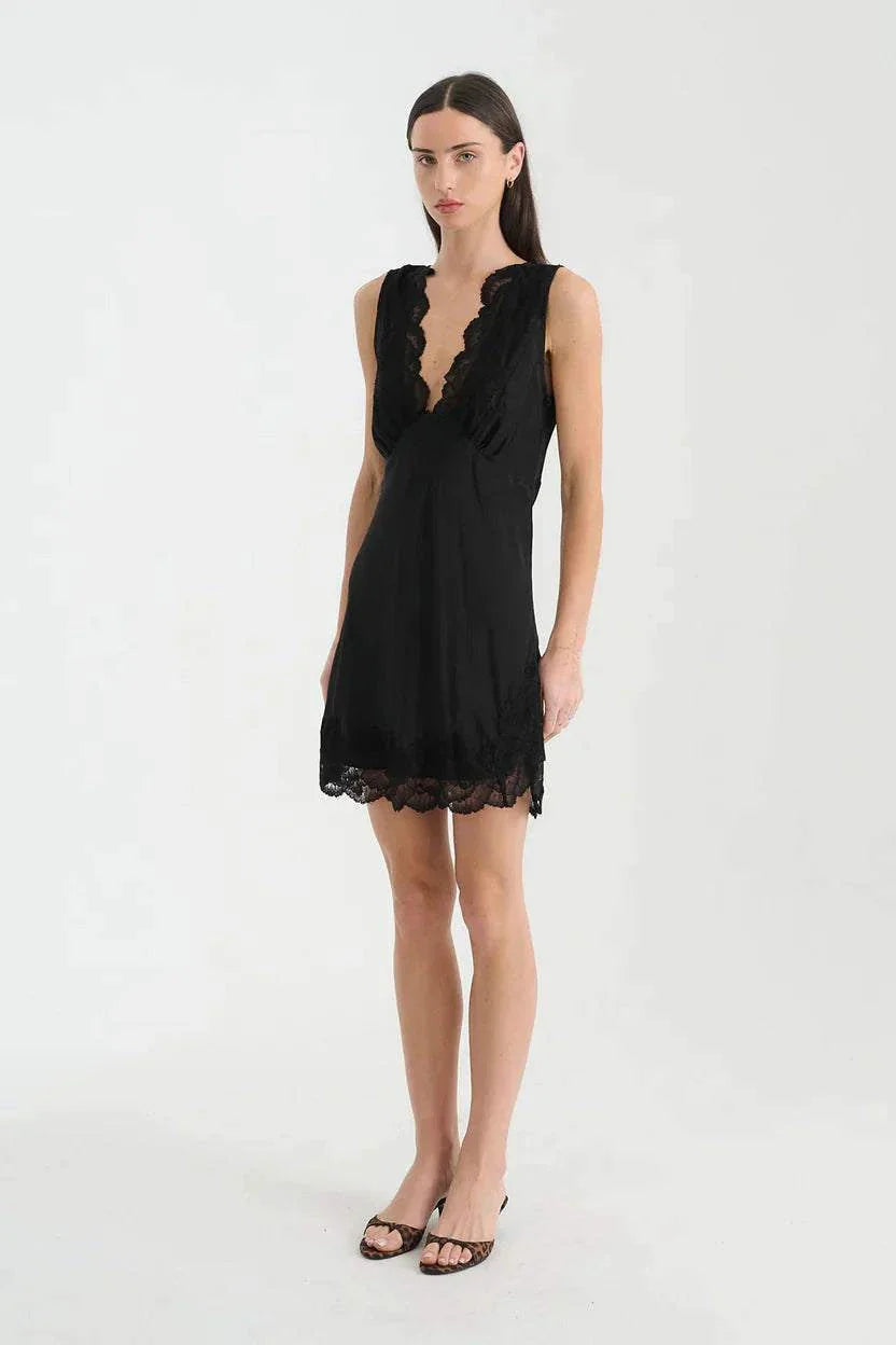 Rowie Annie Silk Midi Dress Noir