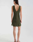 Rowie Annie Silk Mini Dress Olive