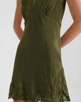 Rowie Annie Silk Mini Dress Olive