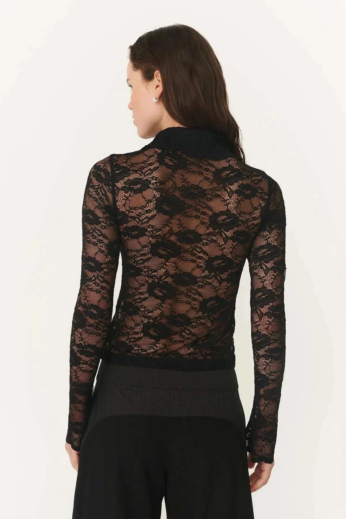 Rowie Charlotte Lace Top Noir