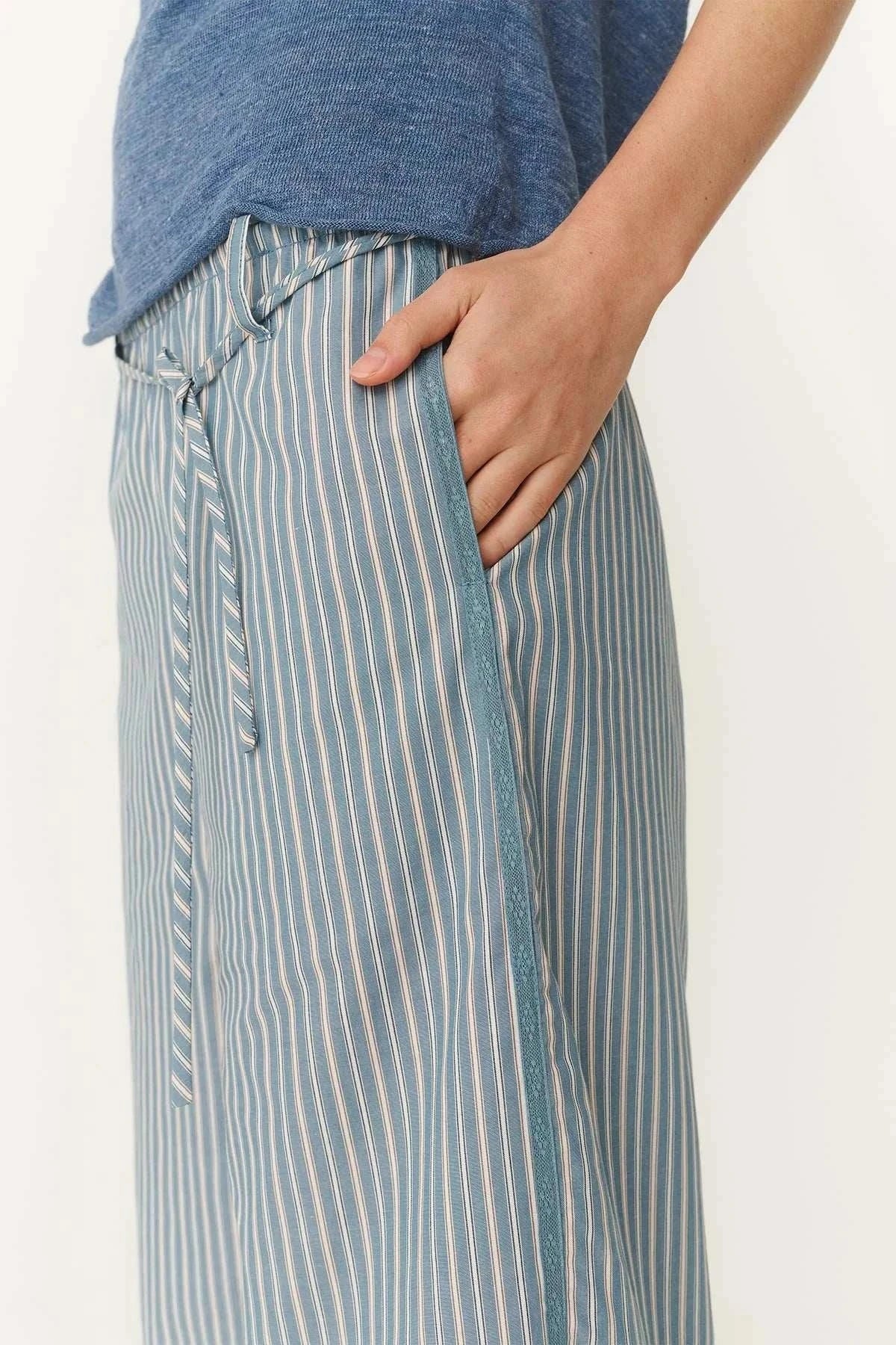 Rowie Gabe Lounge Pants Dusty Blue Stripe