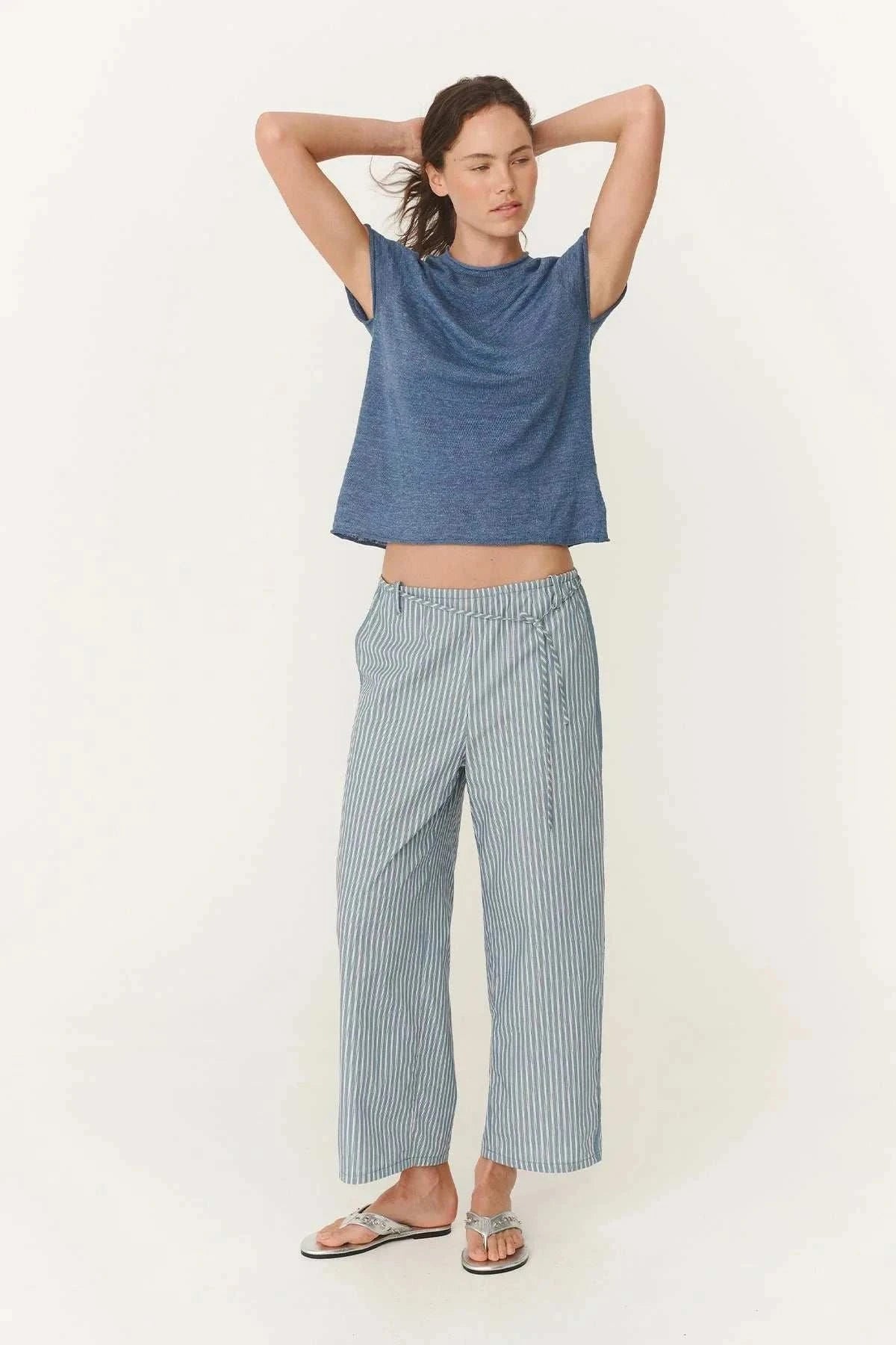 Rowie Gabe Lounge Pants Dusty Blue Stripe