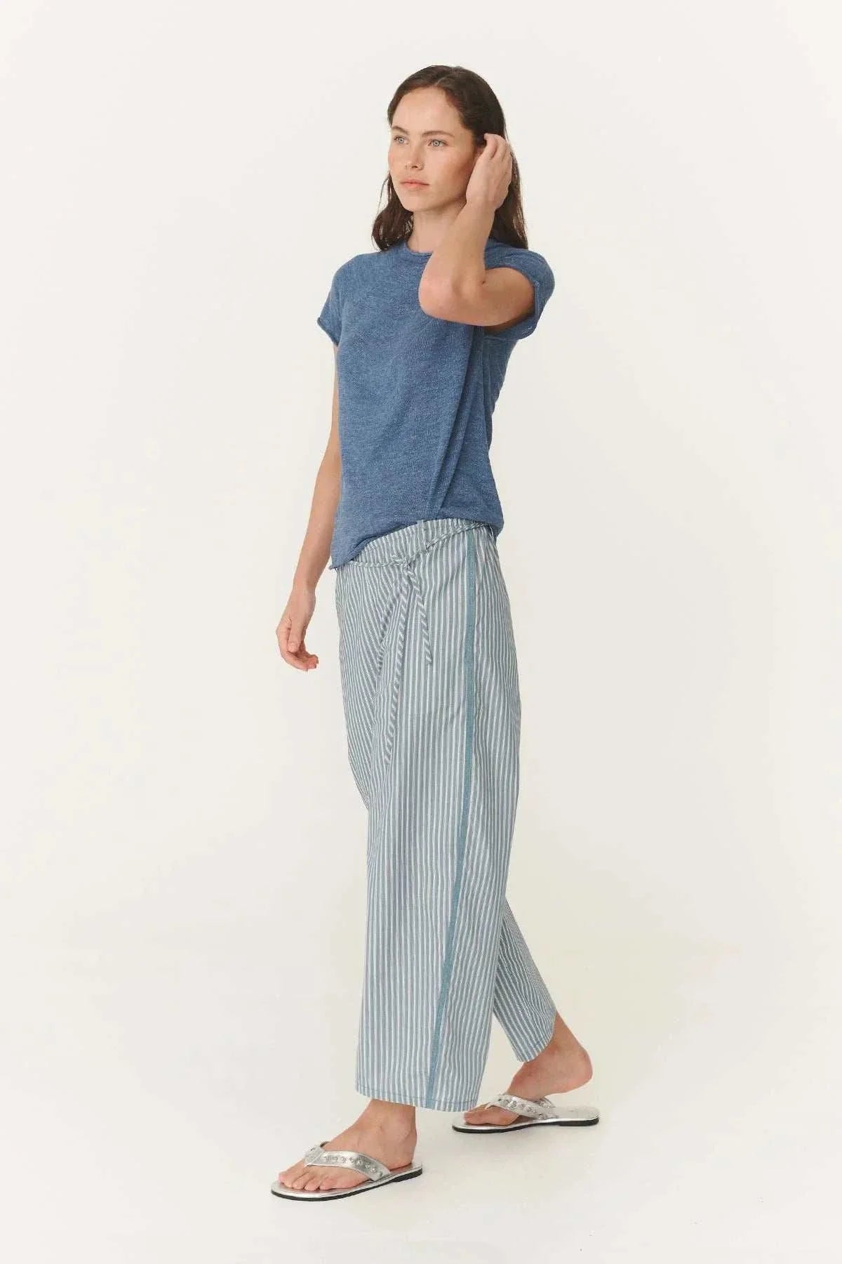 Rowie Gabe Lounge Pants Dusty Blue Stripe