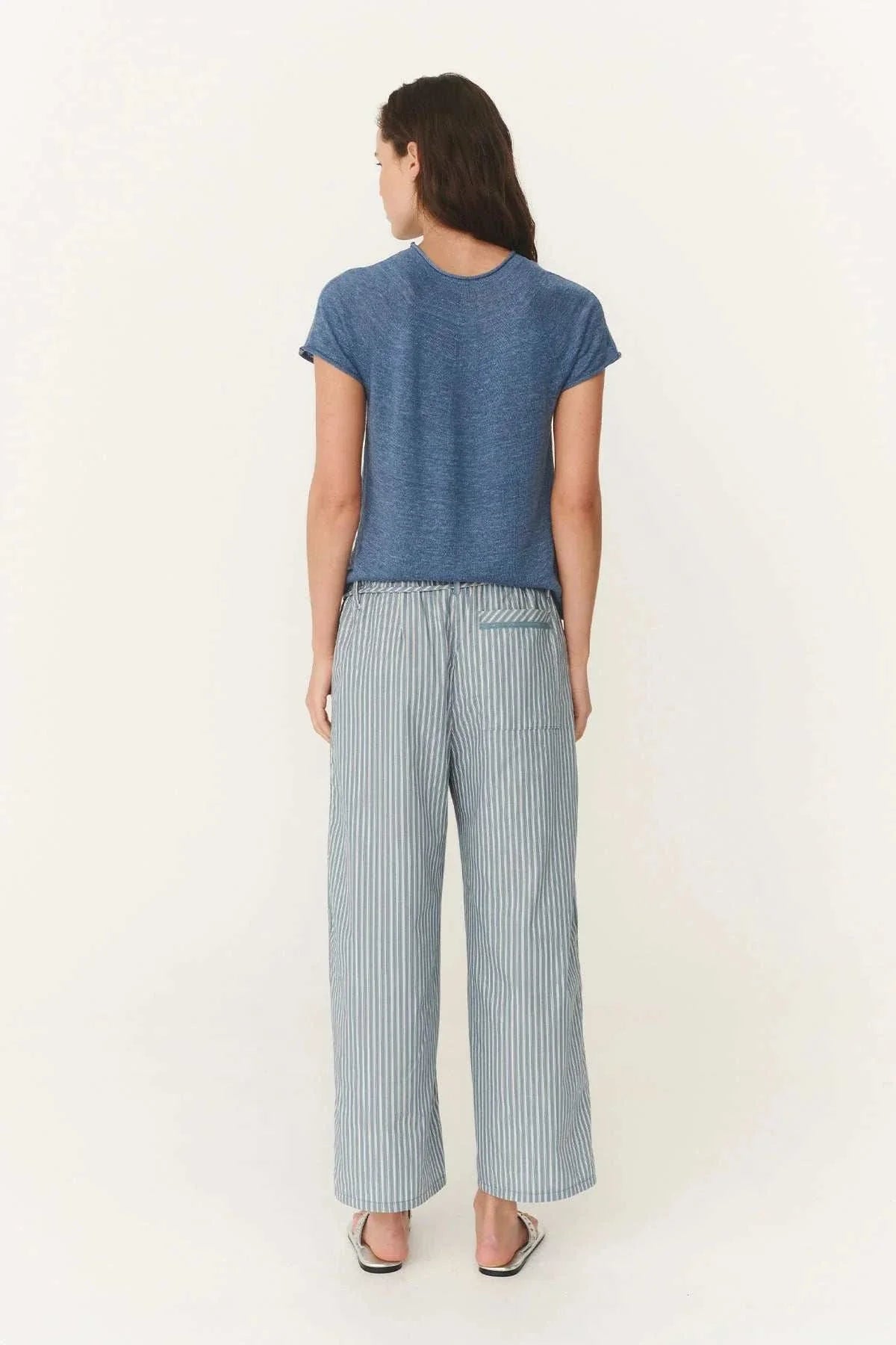 Rowie Gabe Lounge Pants Dusty Blue Stripe