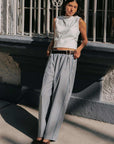 Rowie Gabe Lounge Pants Dusty Blue Stripe