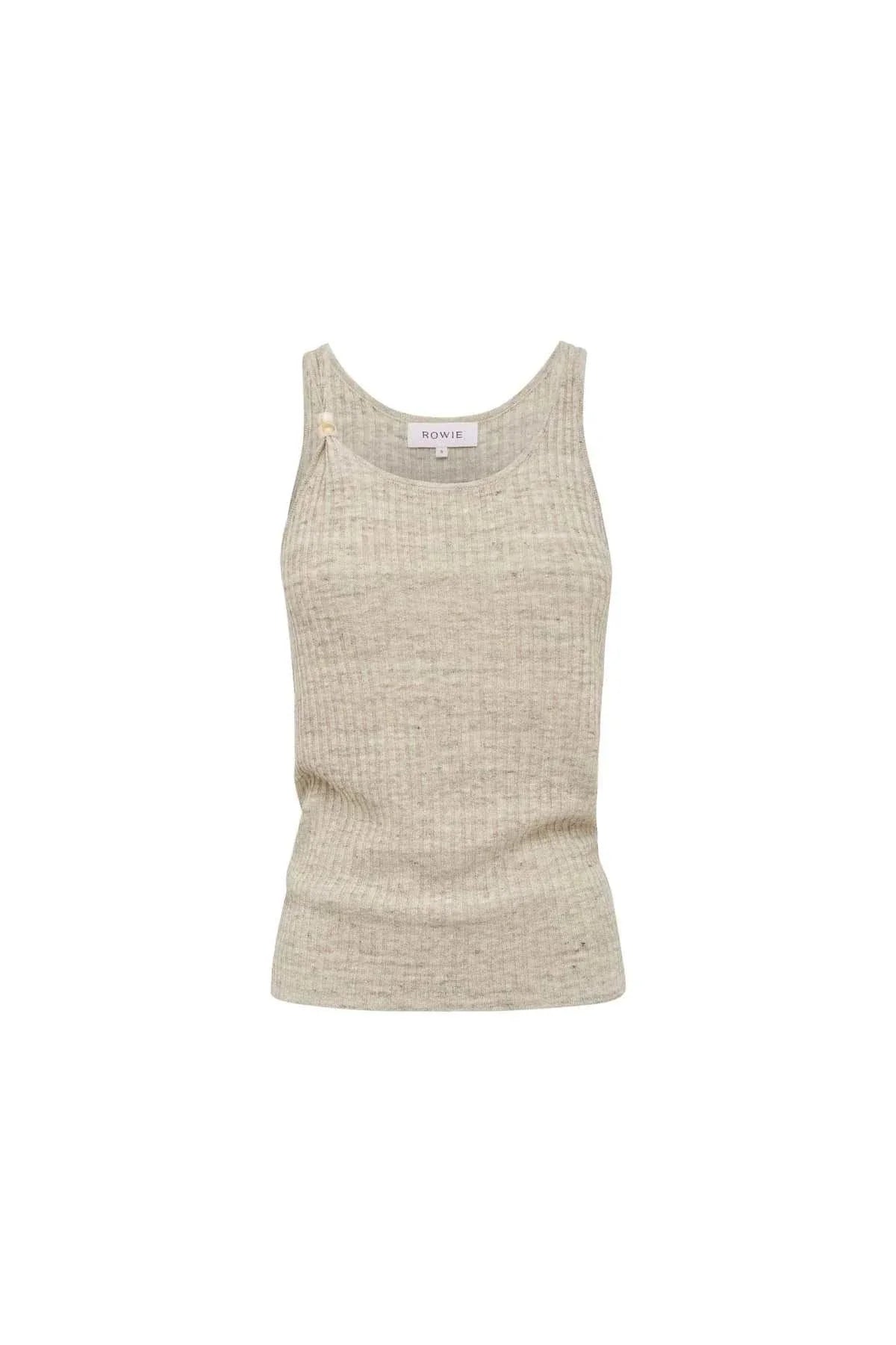 Rowie Haven Bead Linen Tank Oat Marle
