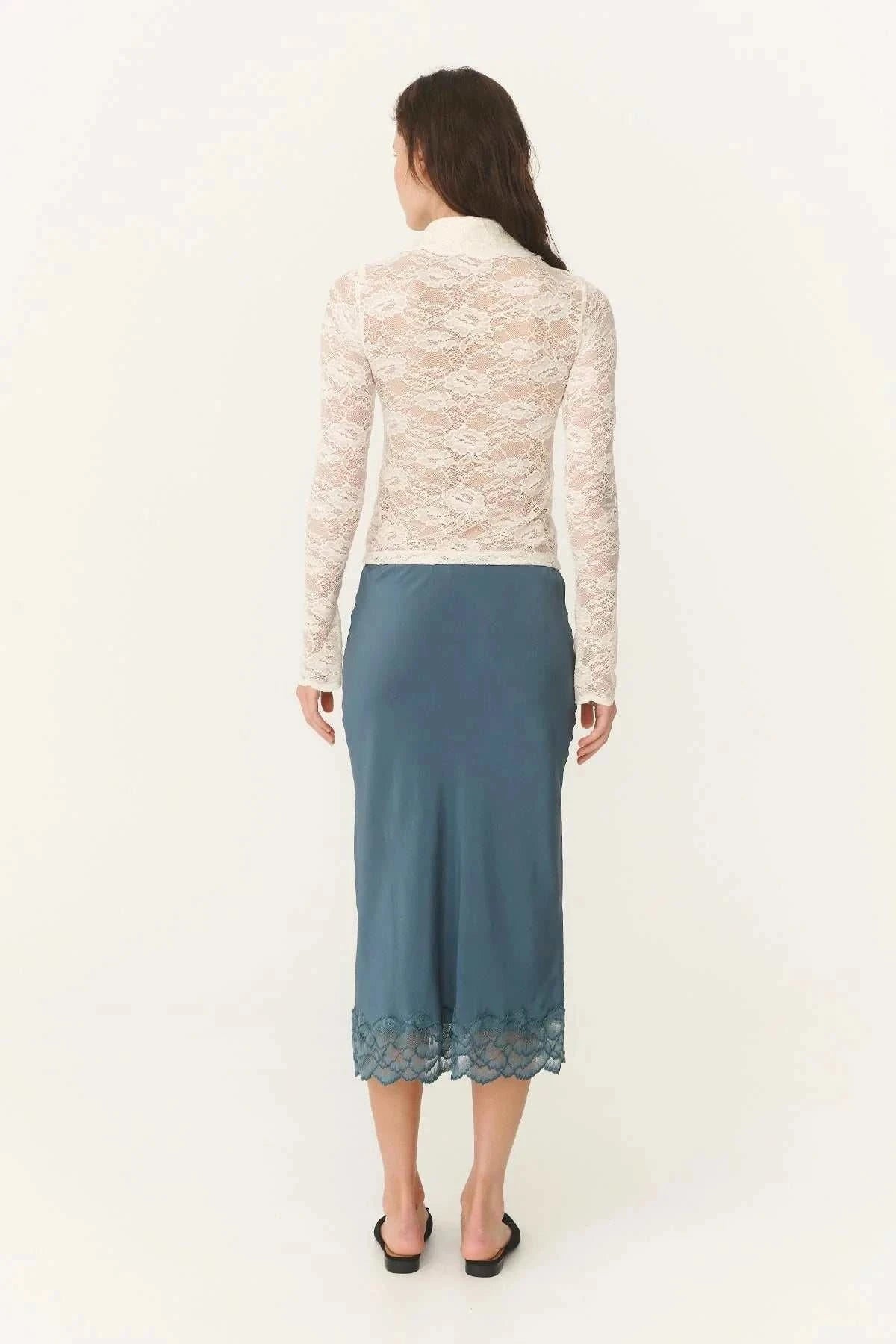 Rowie Marina Midi Skirt Teal Blue