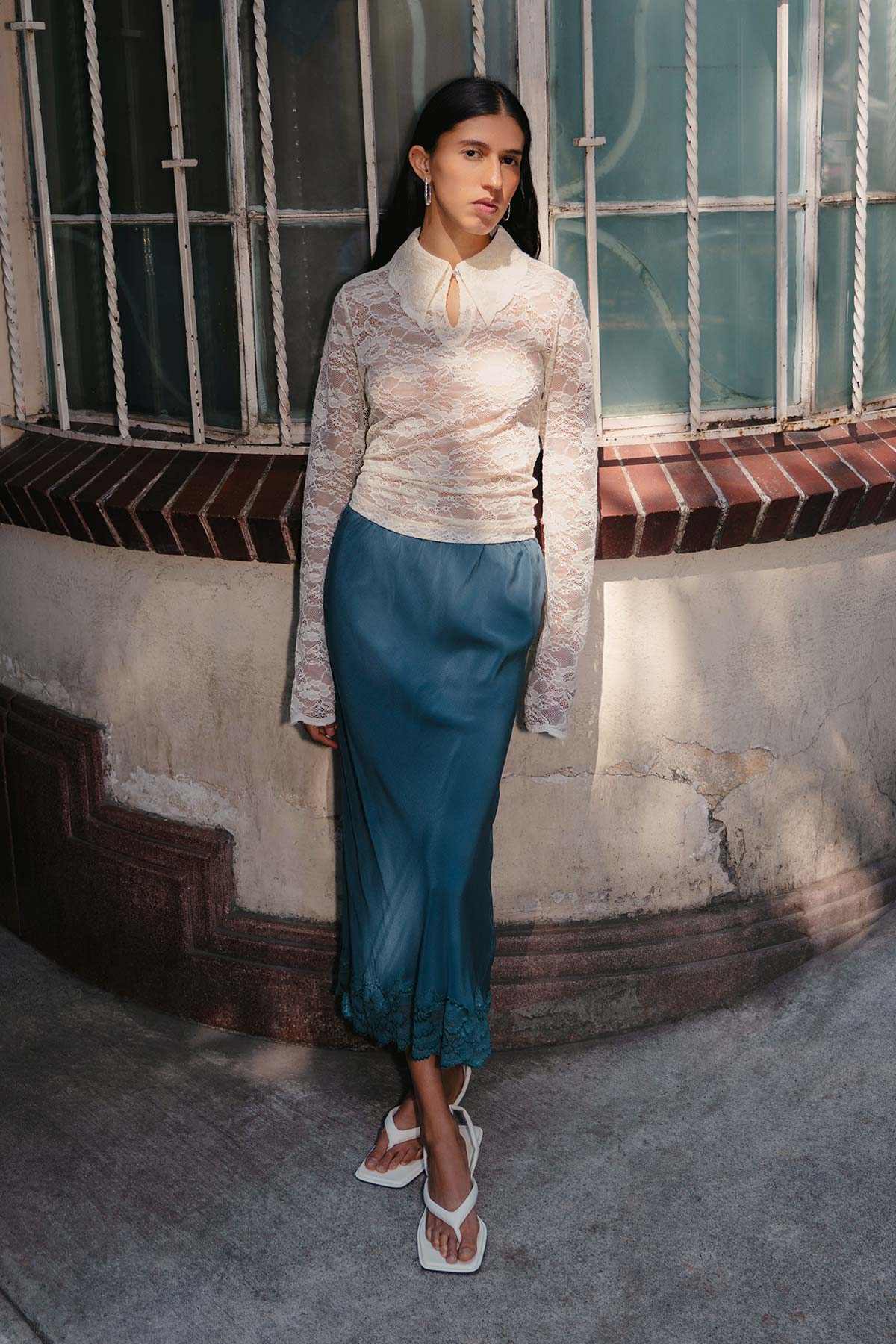 Rowie Marina Midi Skirt Teal Blue