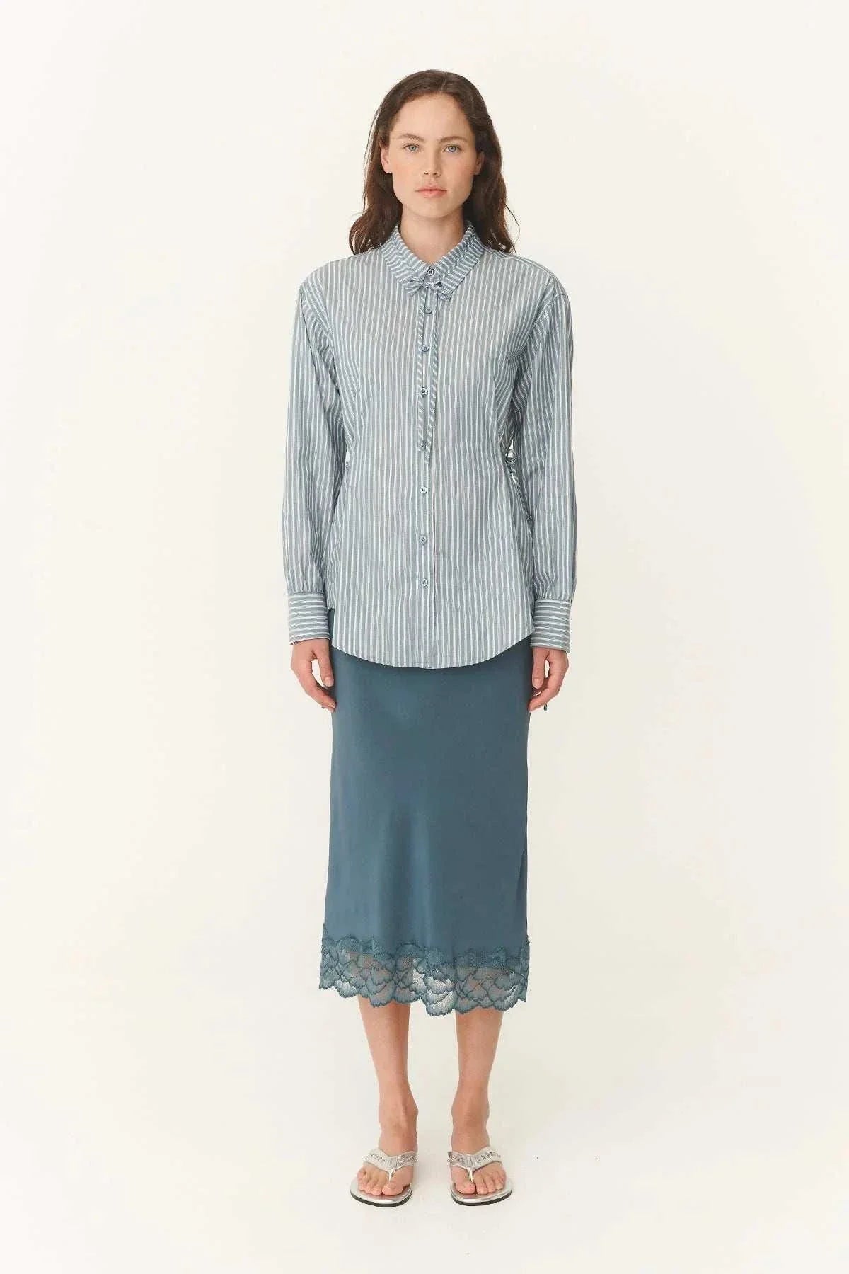 Rowie Marina Midi Skirt Teal Blue