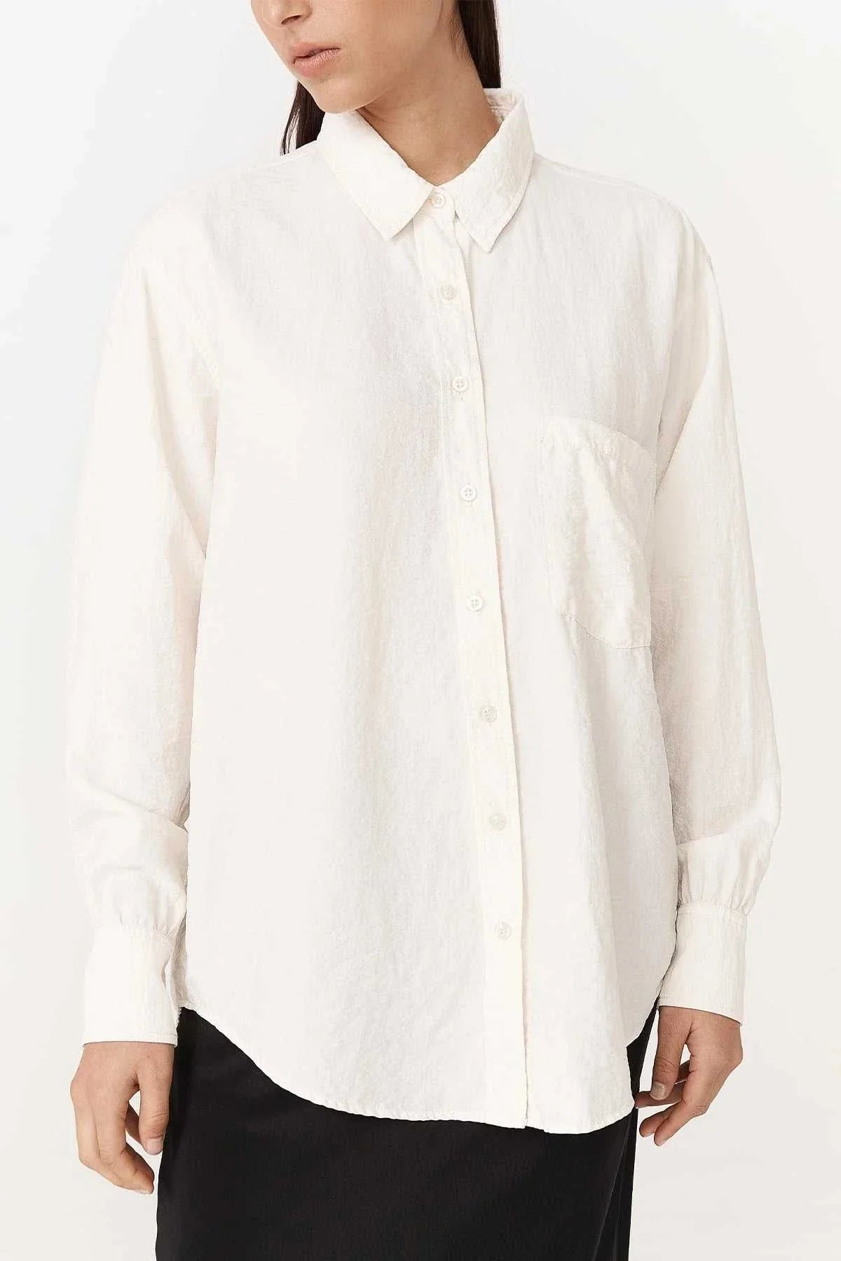 Rowie Ramona Silk Long Sleeve Shirt Vanilla Spot