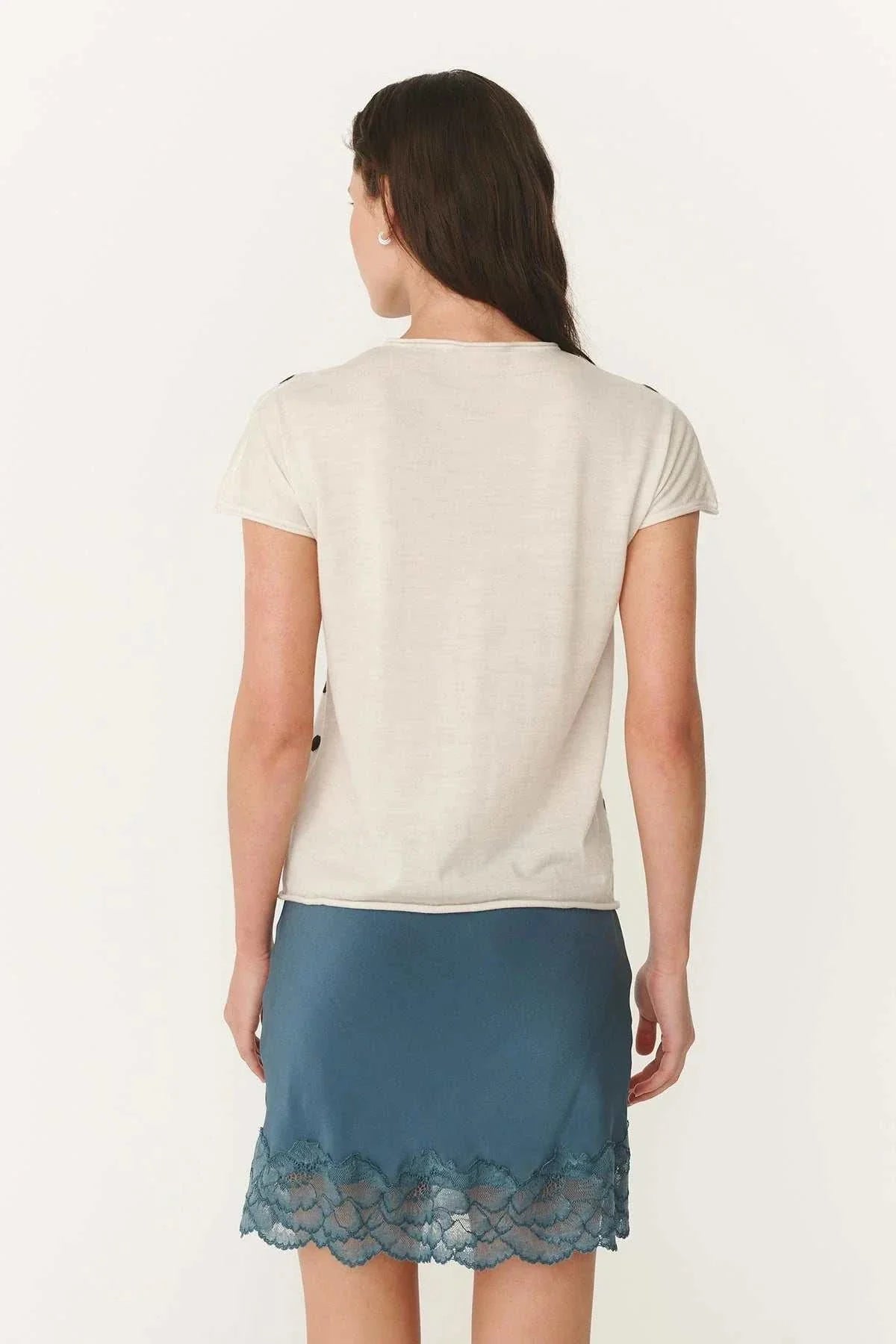 Rowie Sandra Merino Knit Top Bone Espresso Spot