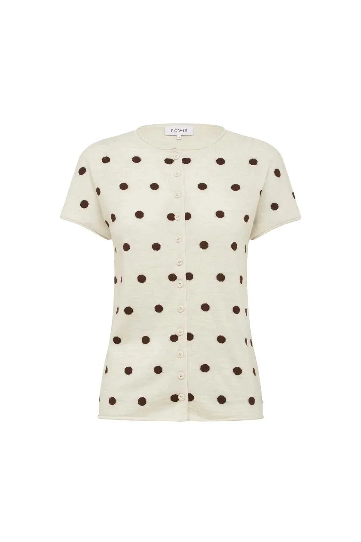 Rowie Sandra Merino Knit Top Bone Espresso Spot