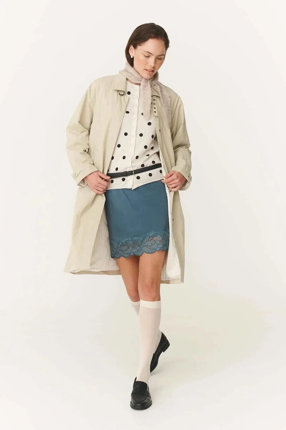 Rowie Sandra Merino Knit Top Bone Espresso Spot