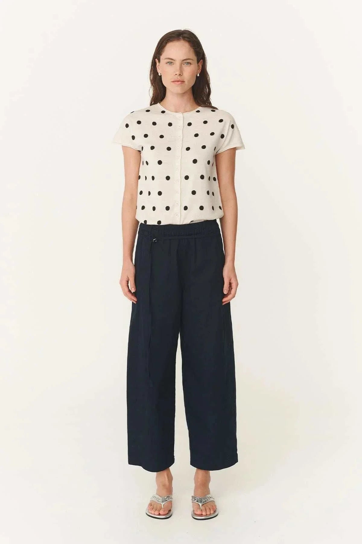 Rowie Sandra Merino Knit Top Bone Espresso Spot