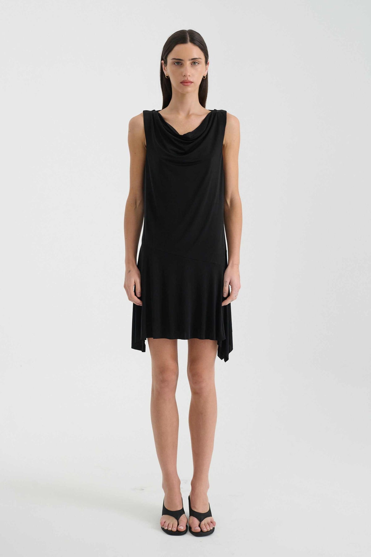 Rowie Juliette Cowl Back Mini Dress Noir