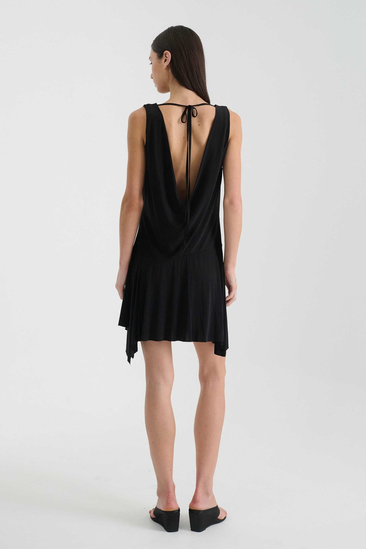 Rowie Juliette Cowl Back Mini Dress Noir