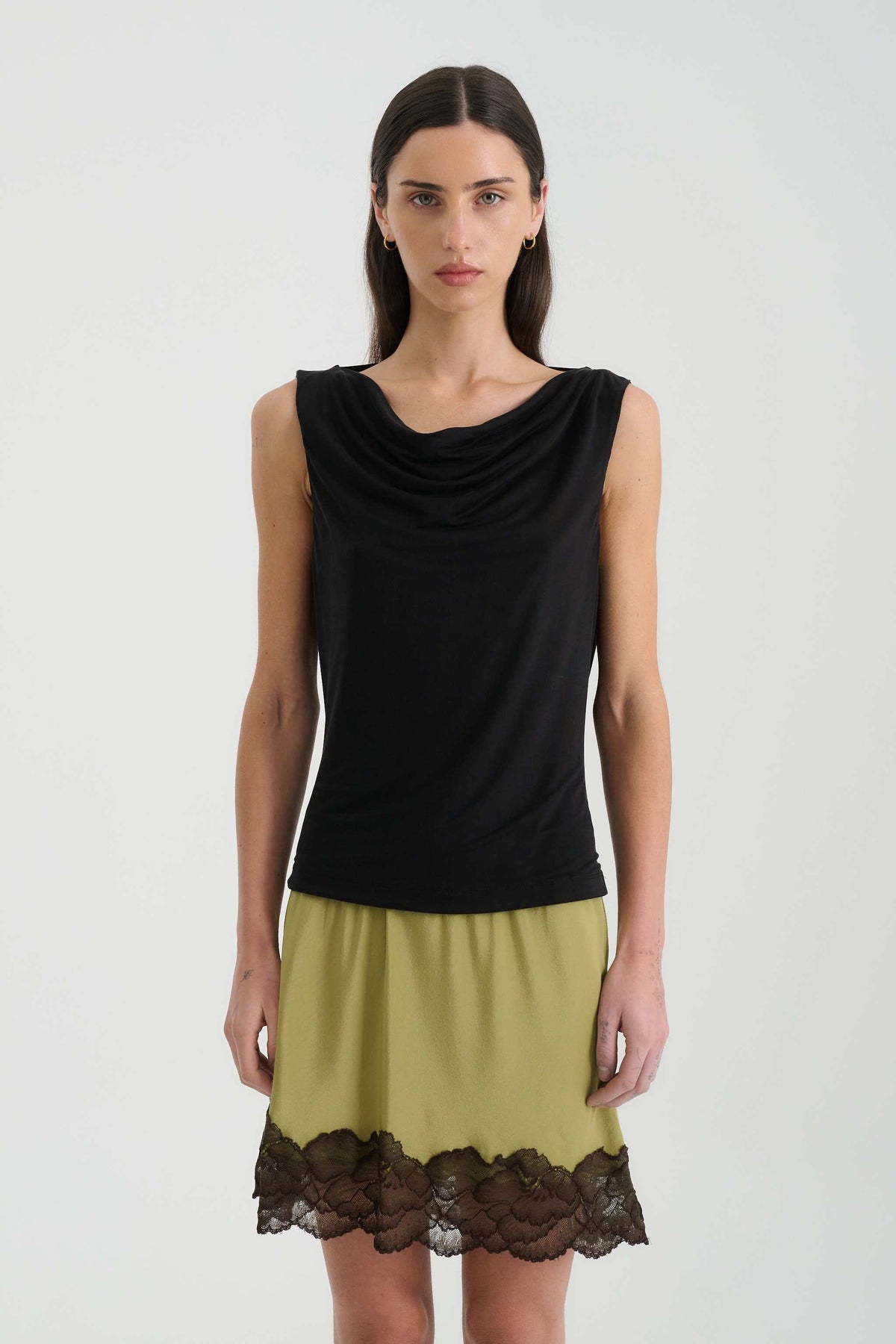 Rowie Juliette Cowl Top Noir