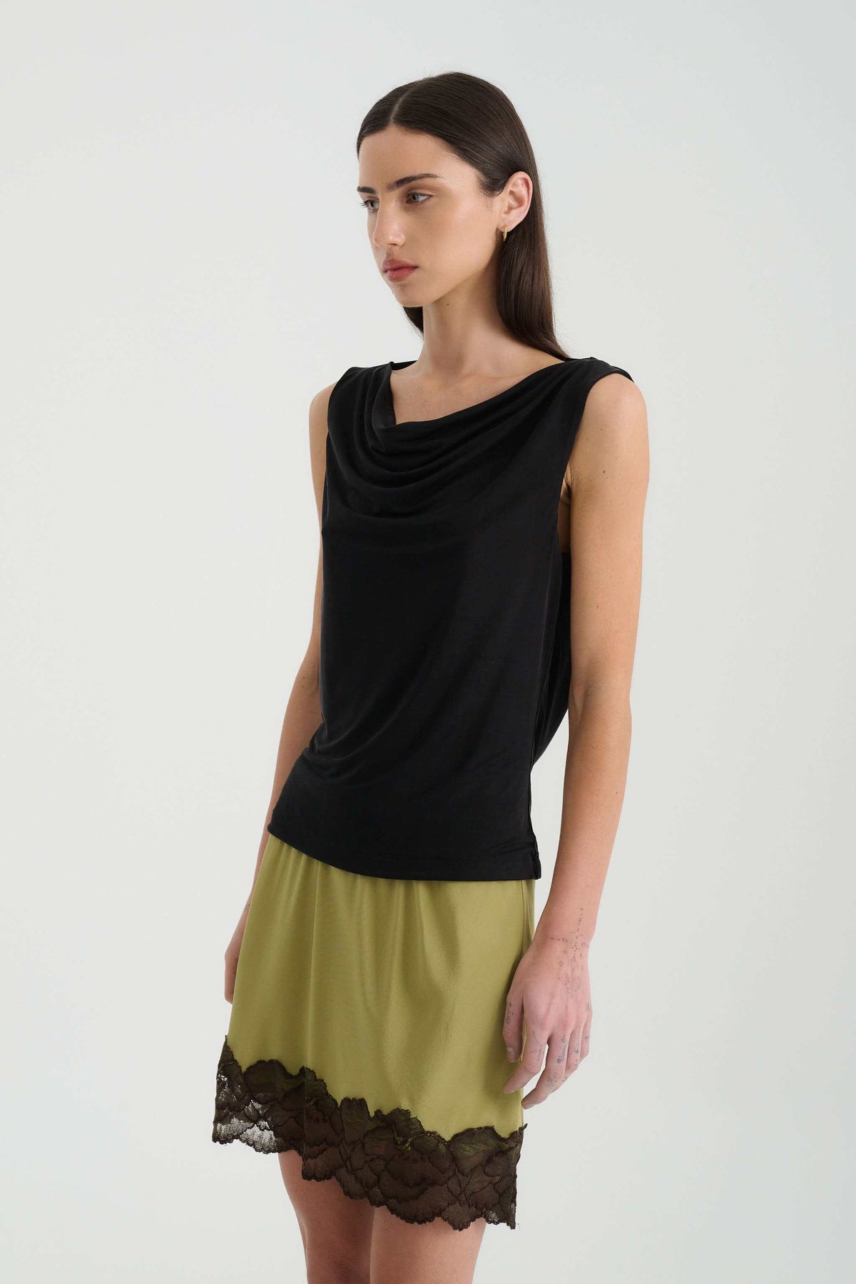 Rowie Juliette Cowl Top Noir