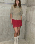 Rowie Marina Silk Mini Skirt Flame Red