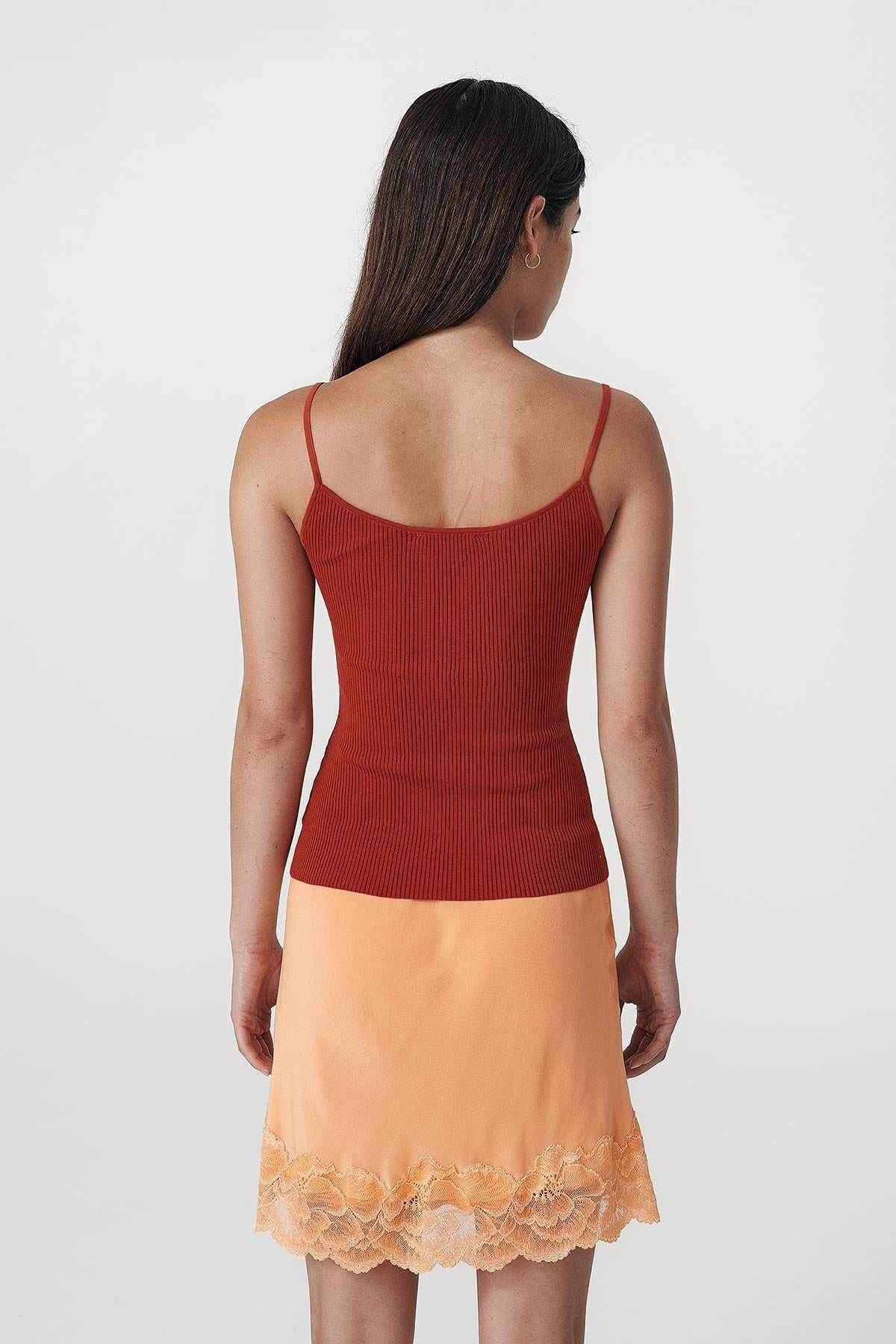 Rowie Ruby Rib Knit Singlet Paprika
