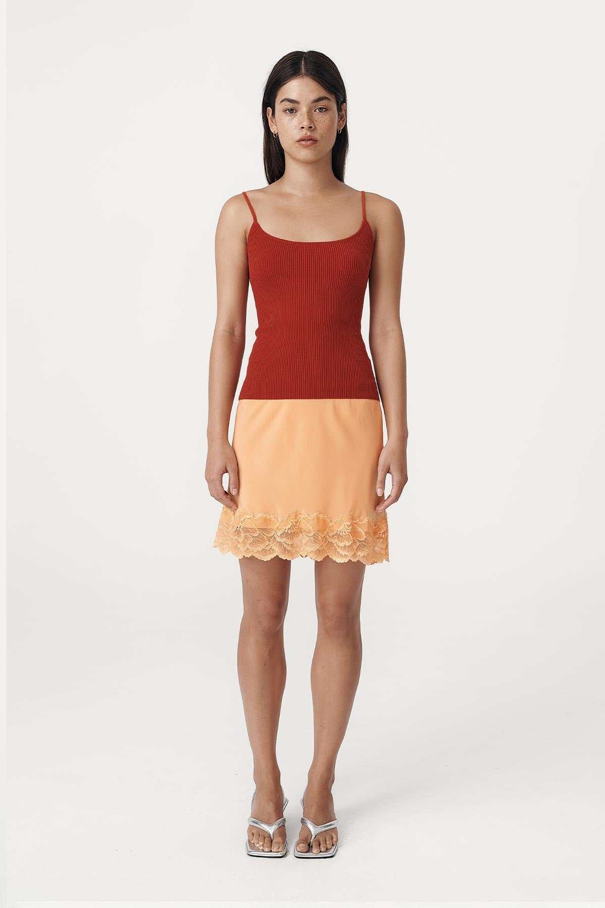 Rowie Ruby Rib Knit Singlet Paprika