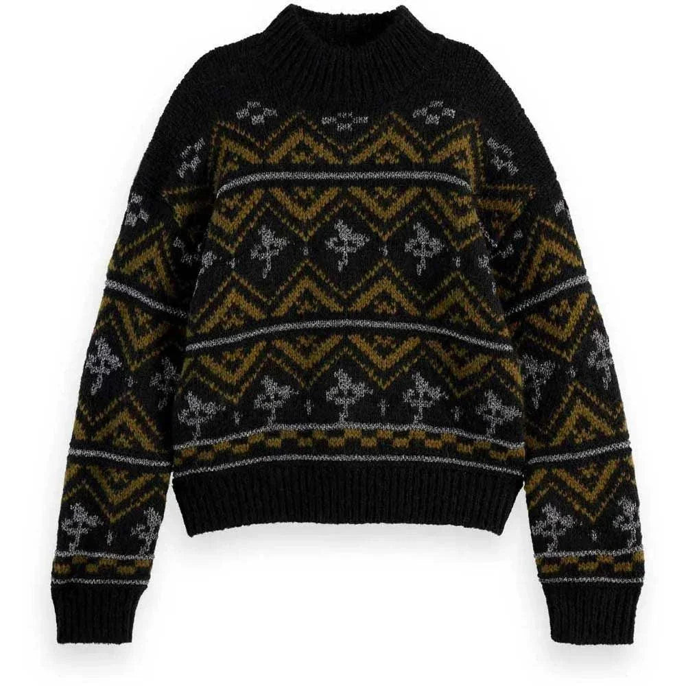 Scotch and Soda Metallic Fair Isle Pullover Evening Black