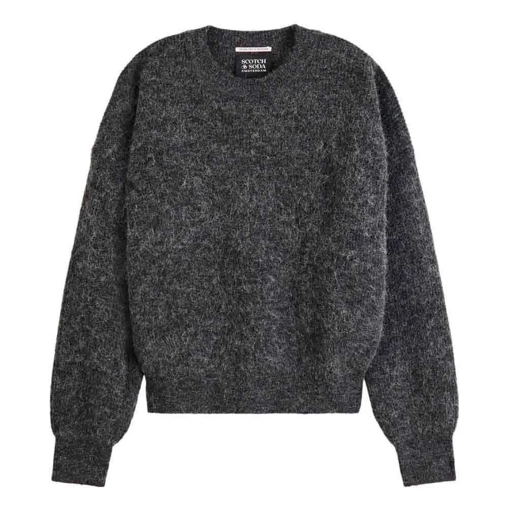 Scotch and Soda Core Fuzzy Crew Neck Pullover Charcoal